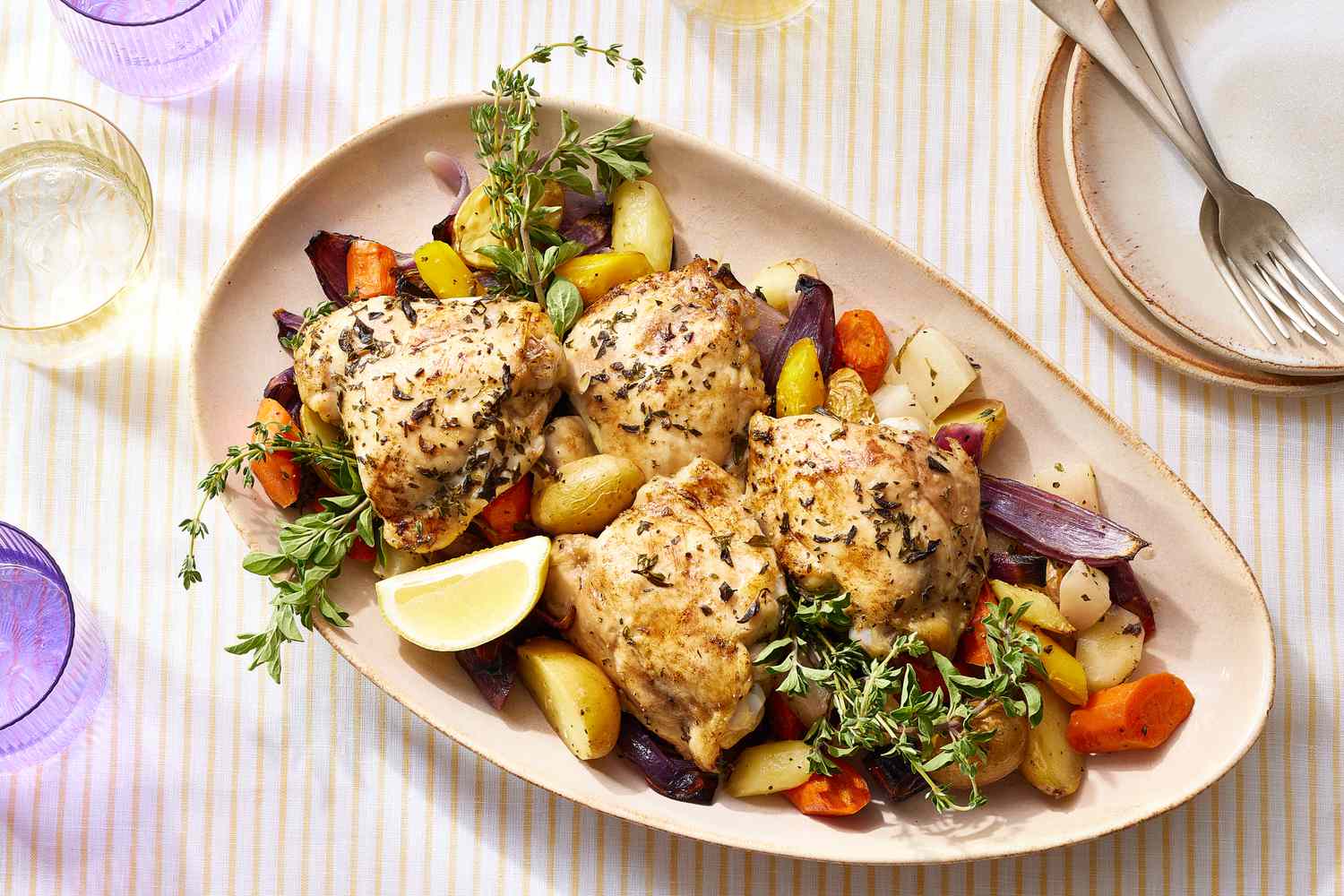 Saffron-Infused Lemon Chicken with Roasted Vegetables