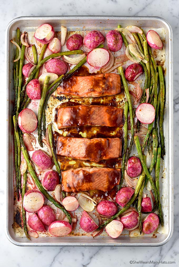 Honey-Glazed Baked Salmon with Roasted Vegetables