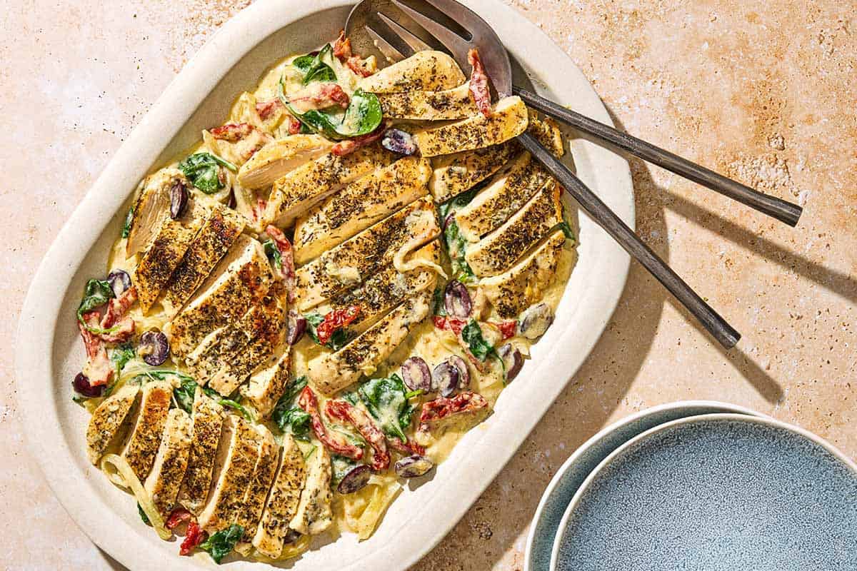 Mediterranean Sun-Dried Tomato Chicken with Lemon-Olive Sauce