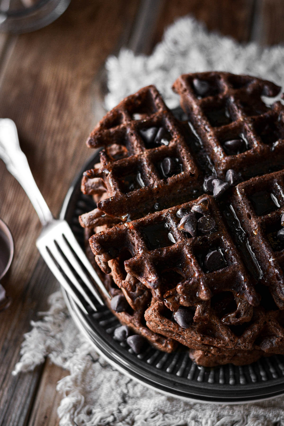 Brussels Chocolate-Dipped Waffle with Crème Anglaise