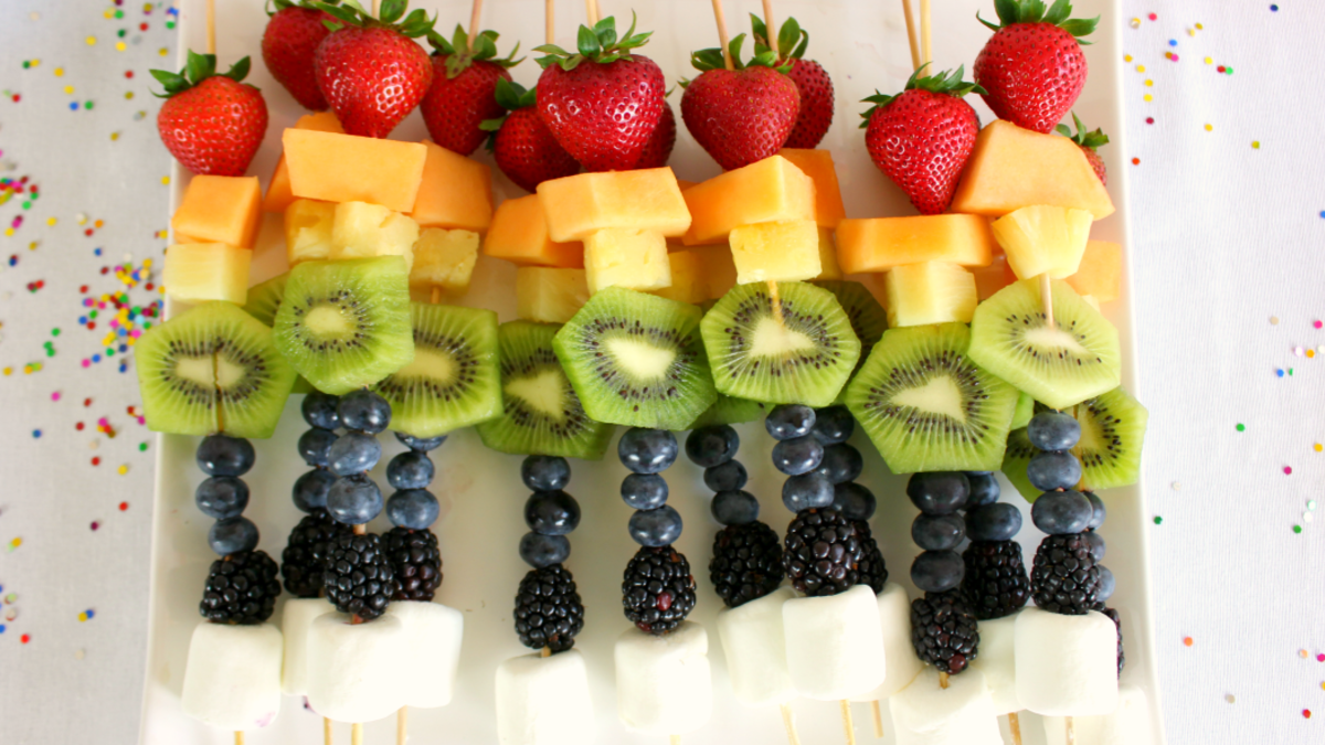 Six Flags Fun Colorful Fruit Skewers
