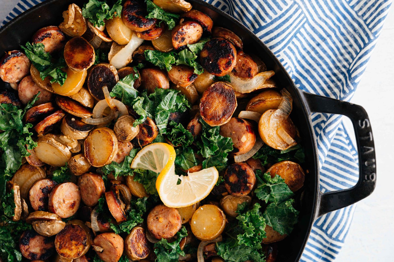 One-Pan Sausage & Herb Potato Skillet with Kale