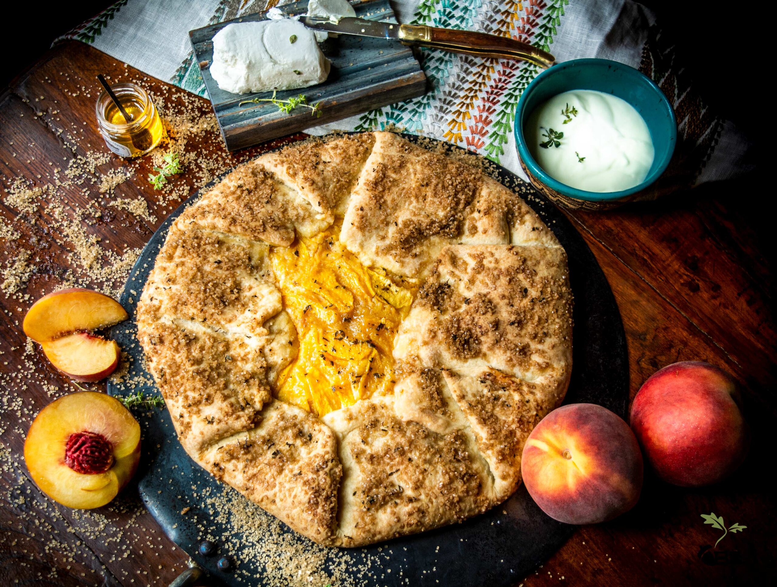 Spiced Peach and Goat Cheese Tart