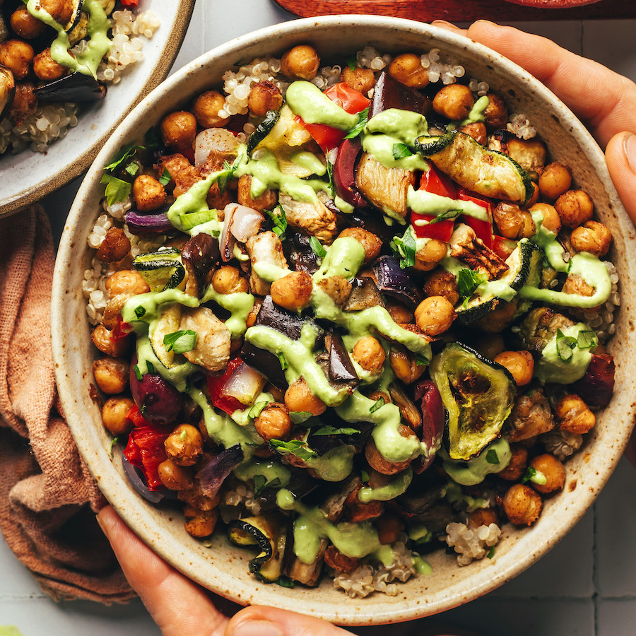 Lemon-Tahini Roasted Chickpea & Vegetable Bowl