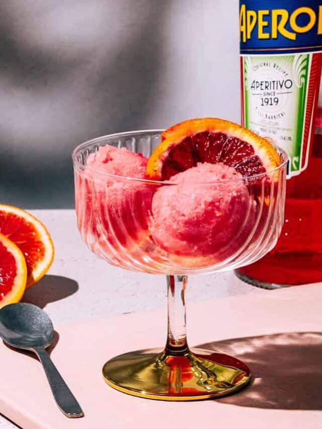 Aperol-Orange Sorbet with Mint