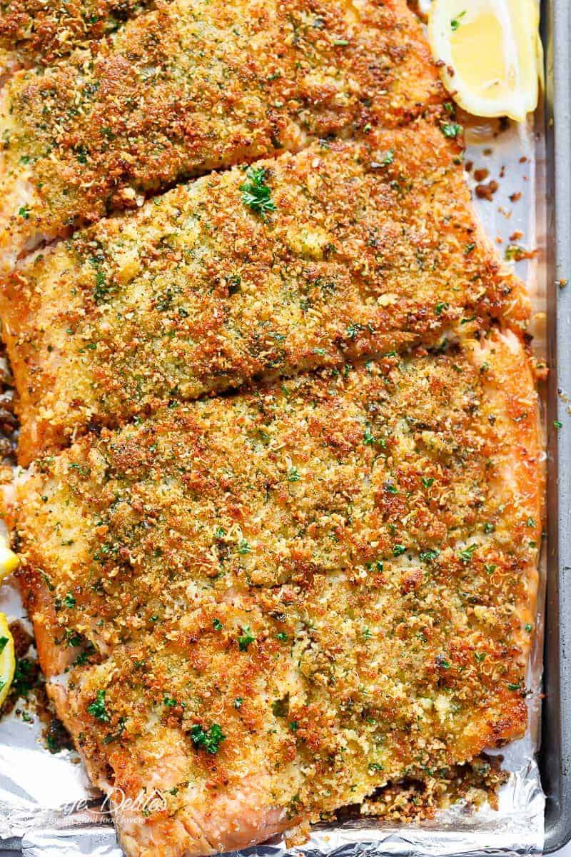 Crispy Garlic-Parmesan Air-Fried Salmon Fillets