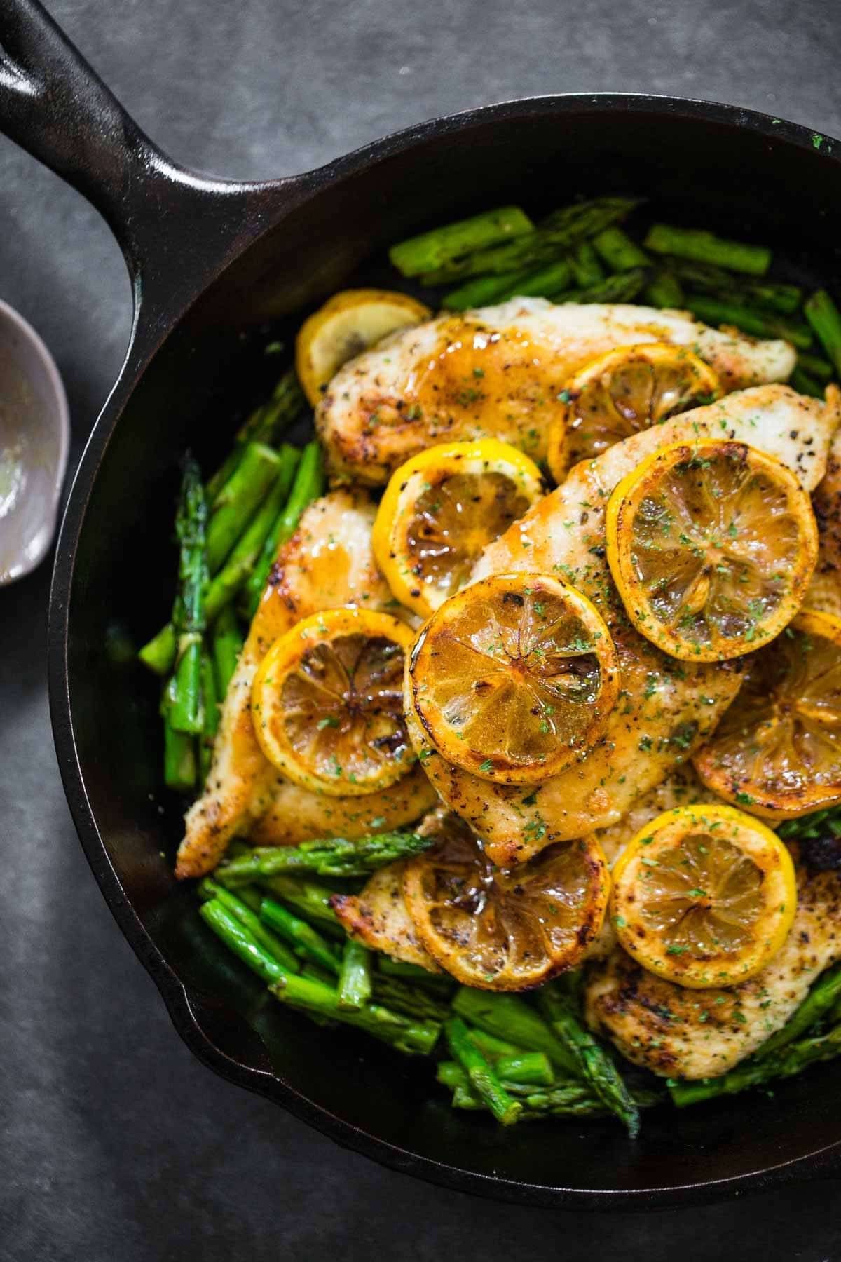 Herb-Crusted Lemon Roast Chicken with Asparagus
