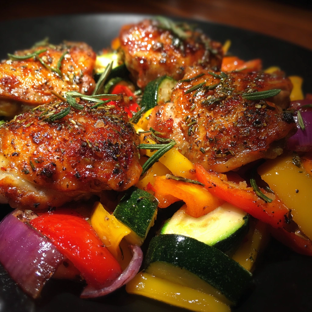 Honey-Glazed Lemon Herb Chicken Thighs with Roasted Veggies
