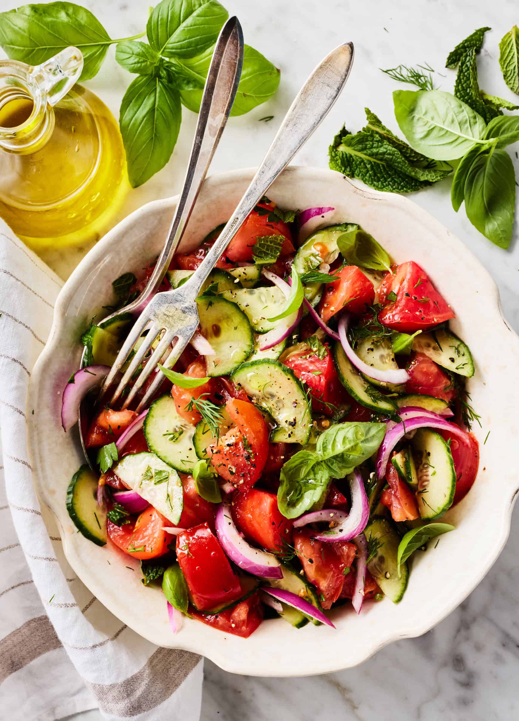 Brandywine Tomato & Cucumber Salad with Lemon Herb Dressing