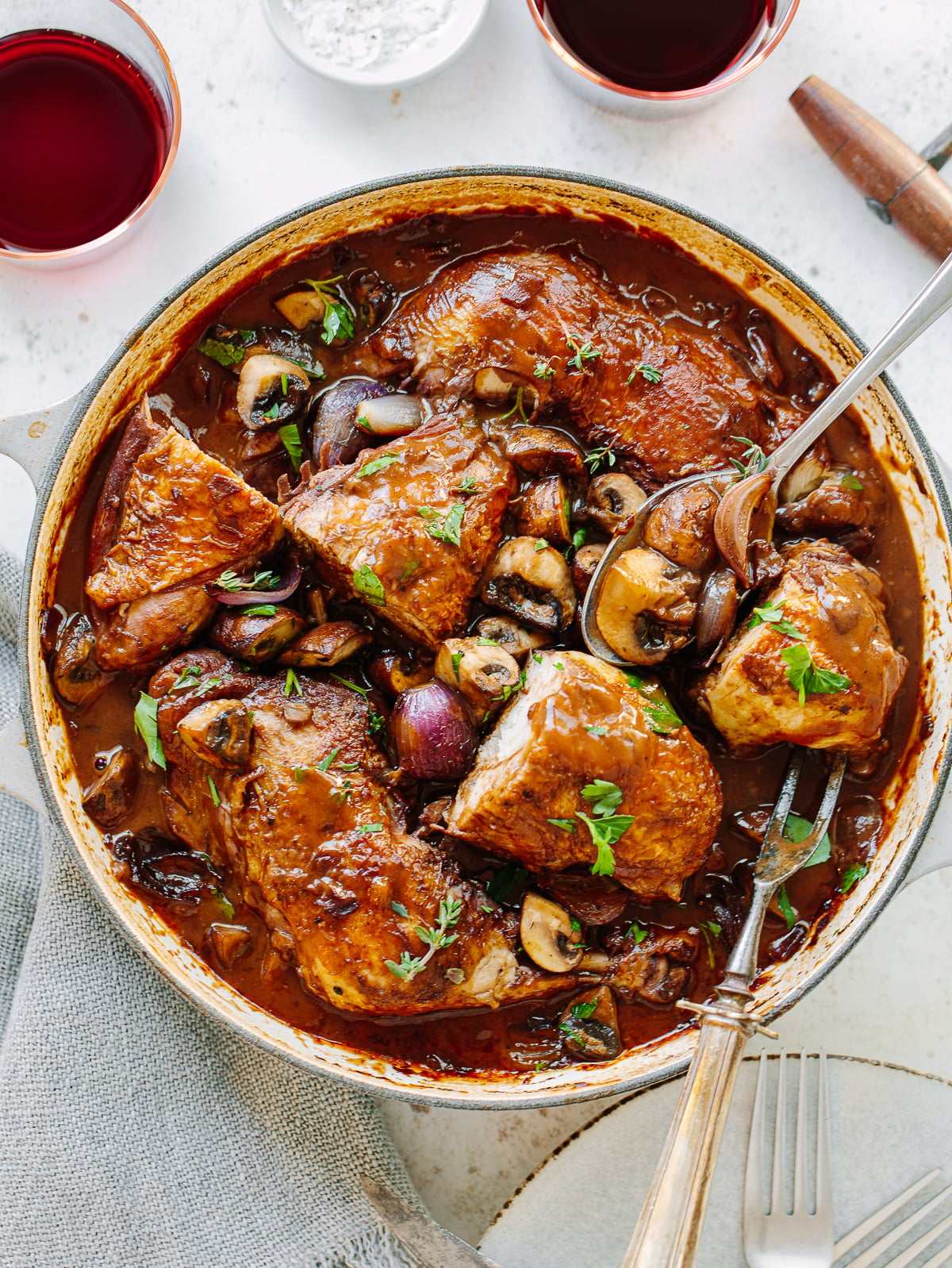 Authentic Coq au Vin with Chanterelle Mushrooms