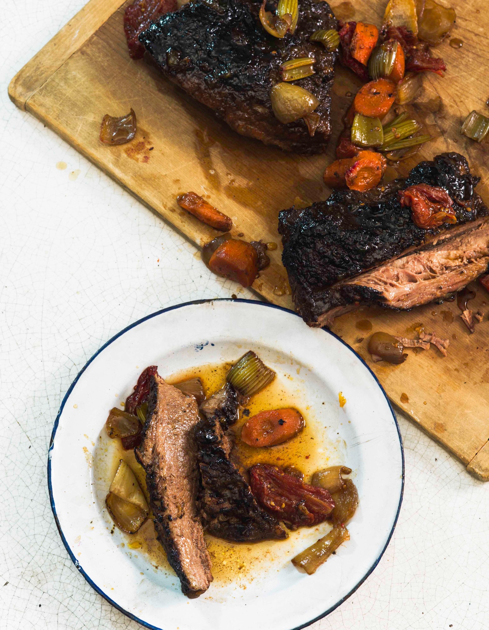 Bourbon-Barbecue Smoked Brisket with Peach Salsa