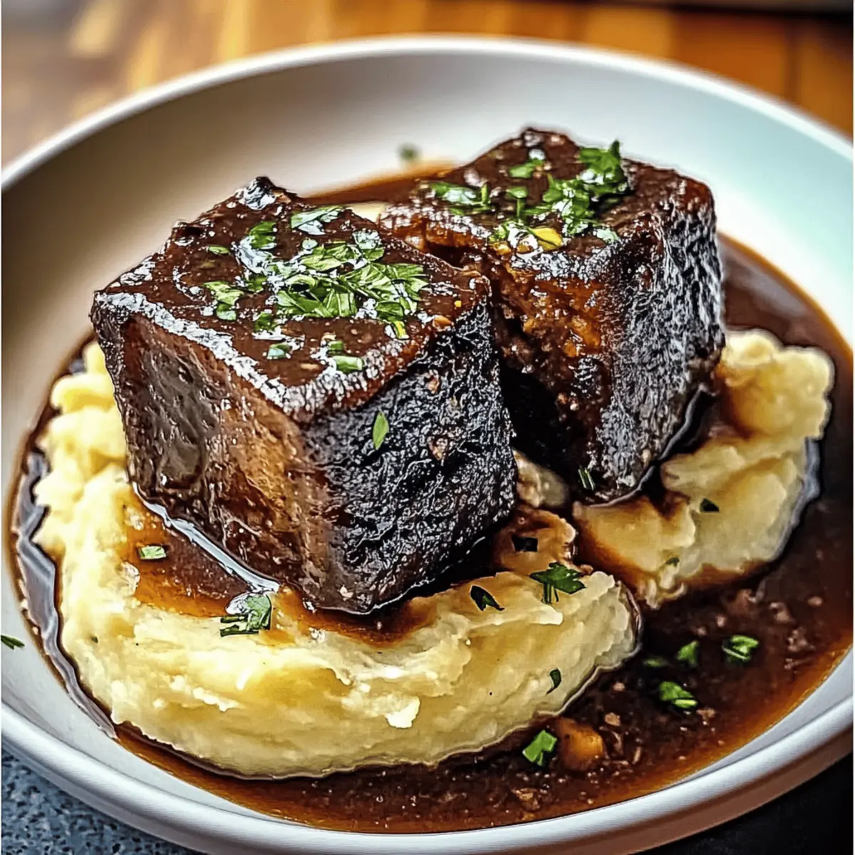 Maple-Glazed Beef Short Ribs with Garlic Mashed Potatoes