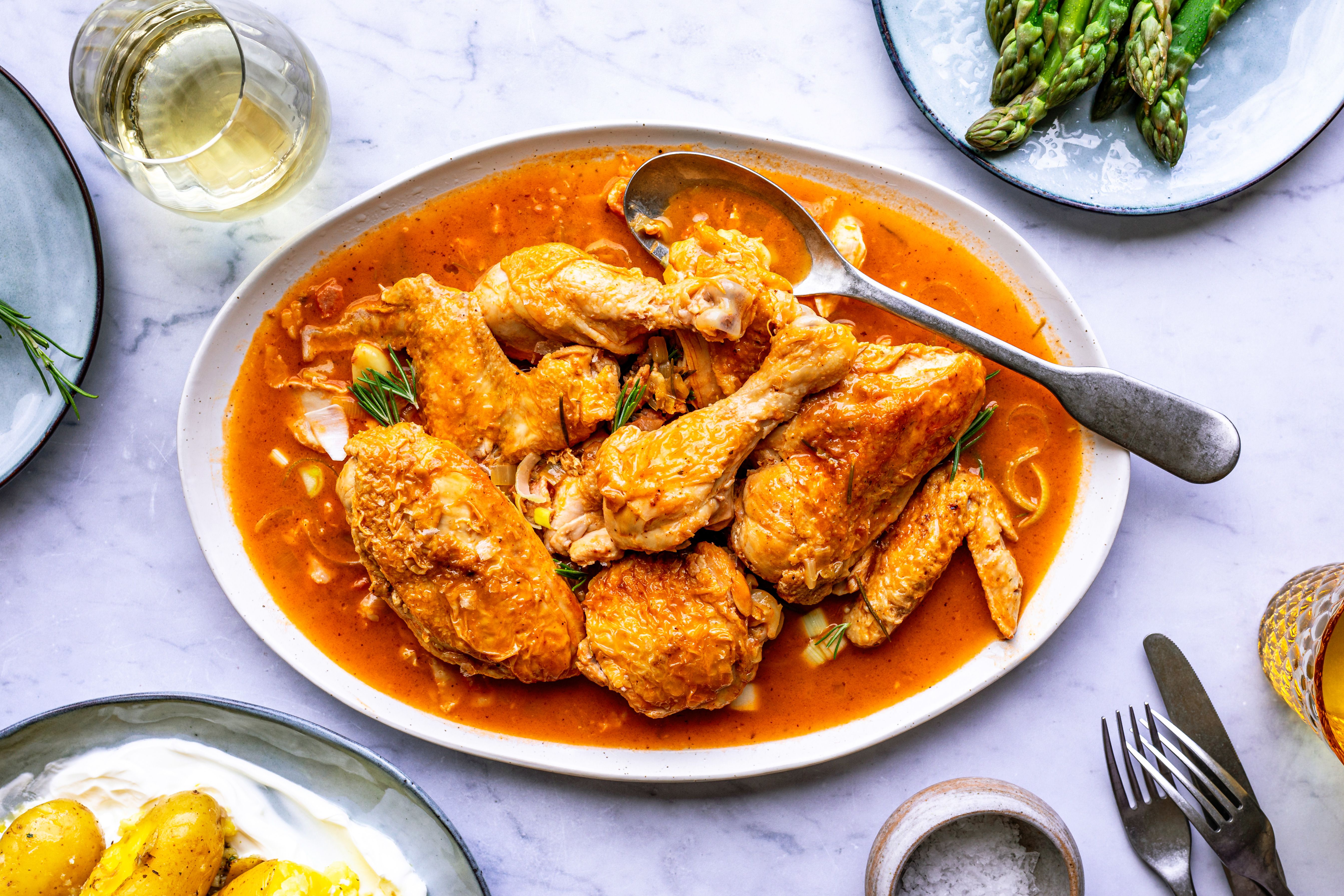 Lambic-Braised Chicken with Orval Cheese Sauce