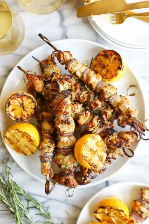 Zesty Lemon-Garlic Chicken Kabobs with Herb Yogurt