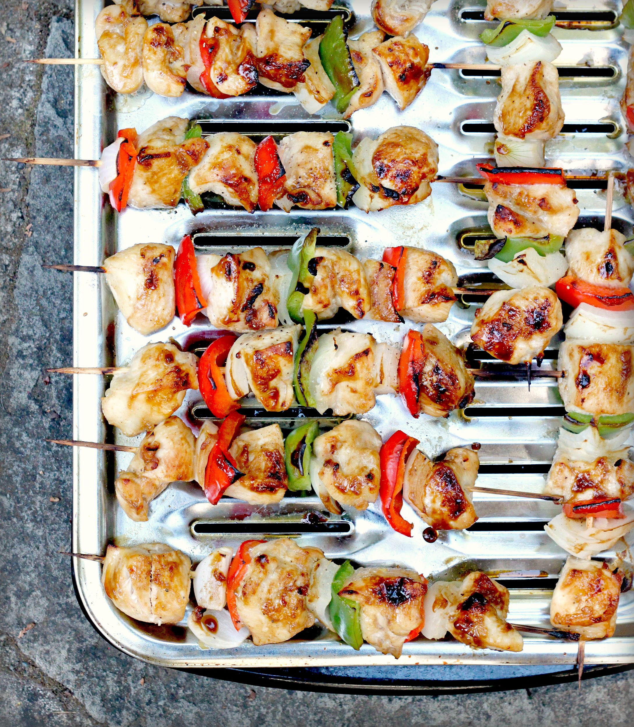 Pomegranate-Glazed Chicken & Vegetable Kabobs