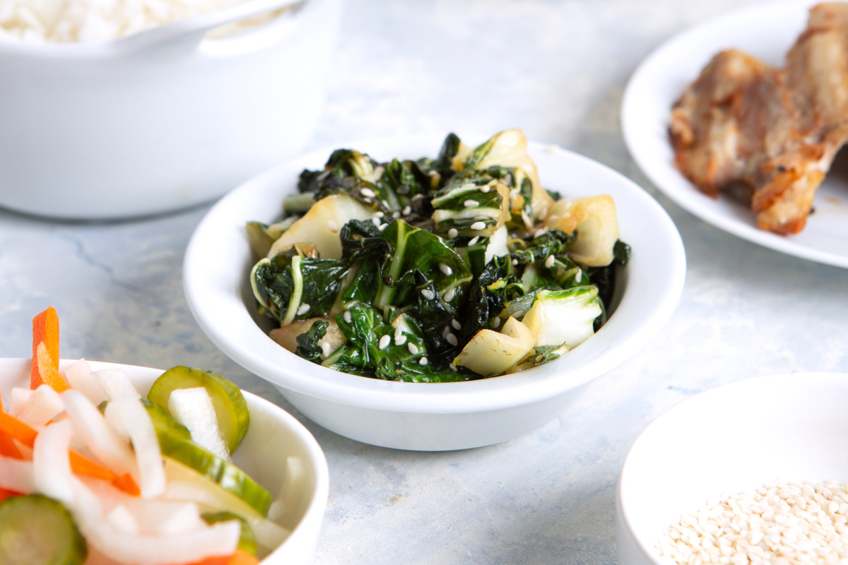 Miso-Glazed Bok Choy with Sesame Noodles