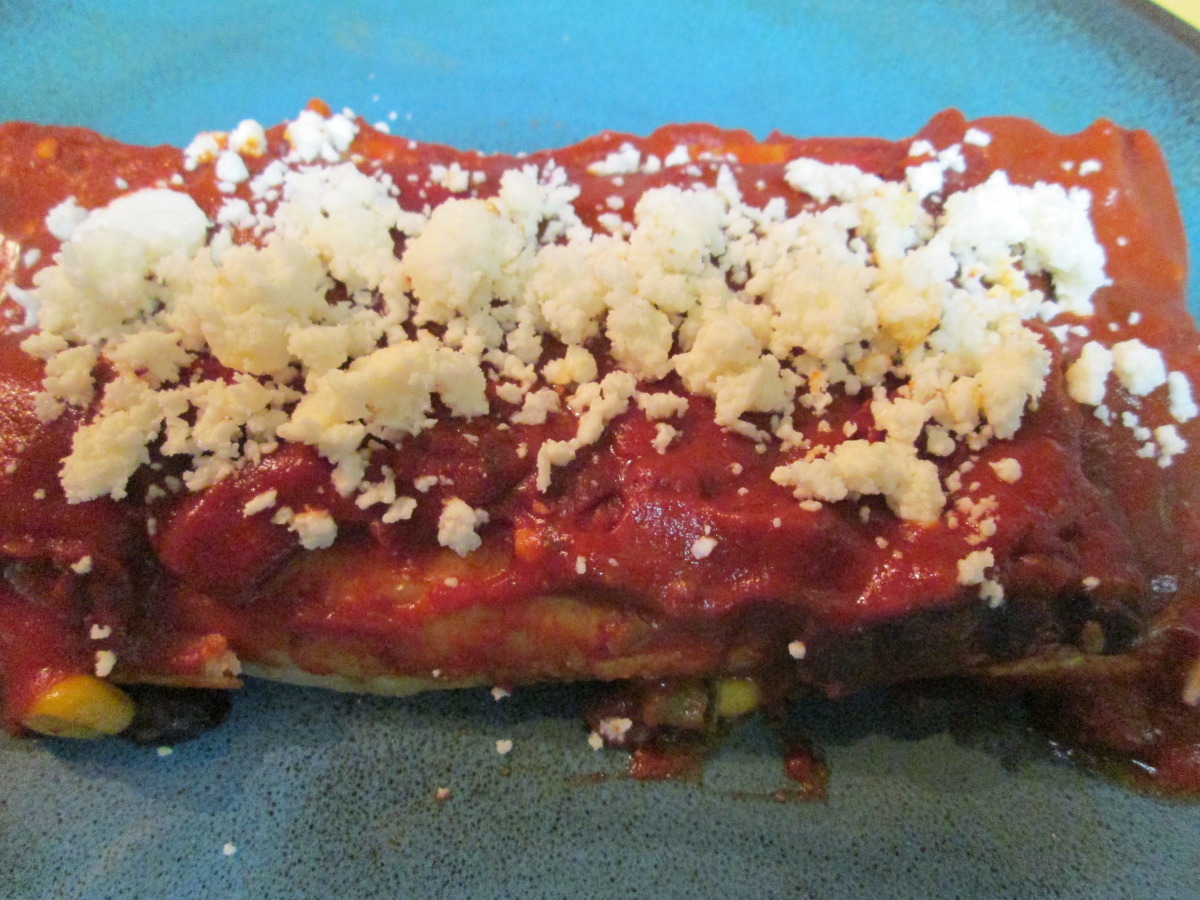 Mexican Black Bean and Corn Enchiladas with Avocado