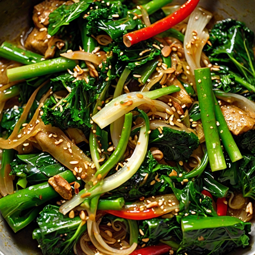 Bitter Greens Stir-Fry with Soy-Ginger Sauce