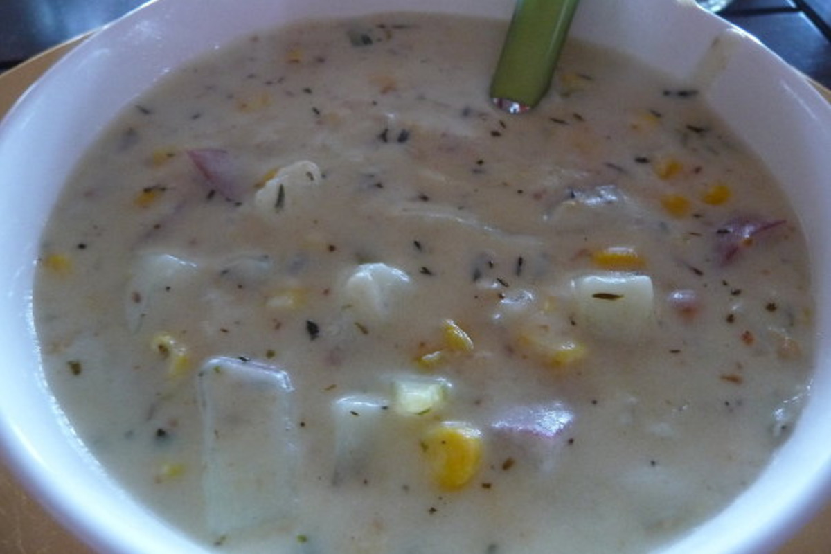 Texas-Style Tomato & Corn Chowder with Smoked Gouda