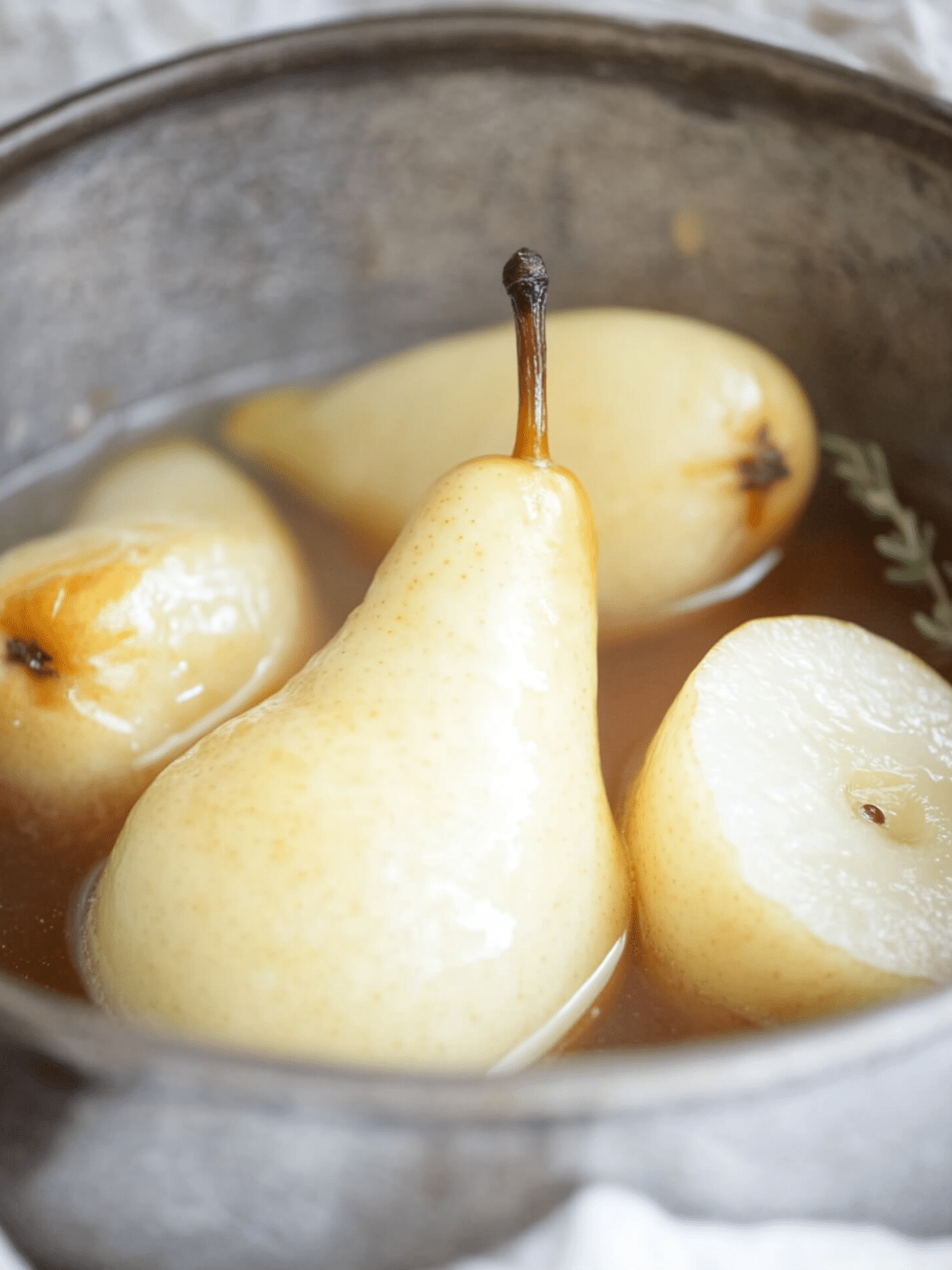 Lambic Poached Pears with Almonds