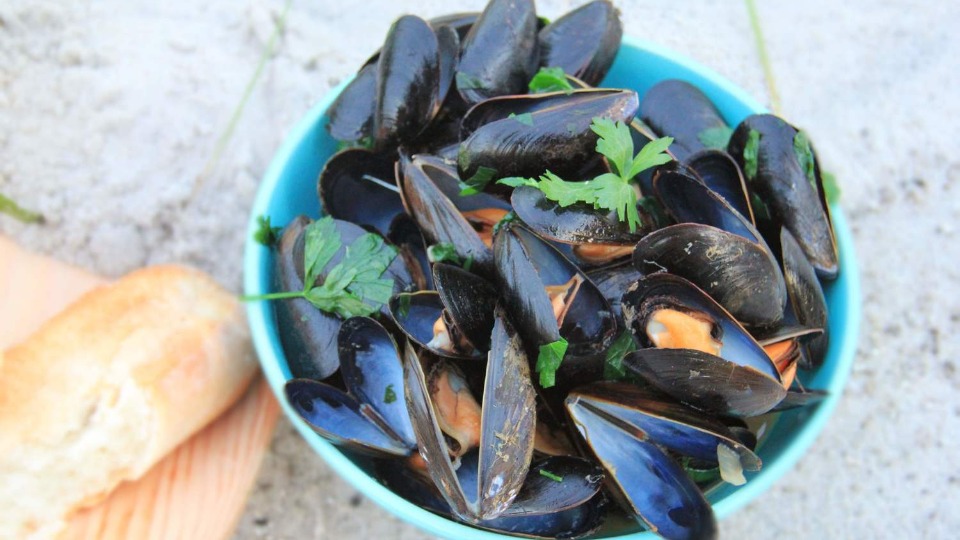 Beer-Braised Mussels with Leeks and Thyme