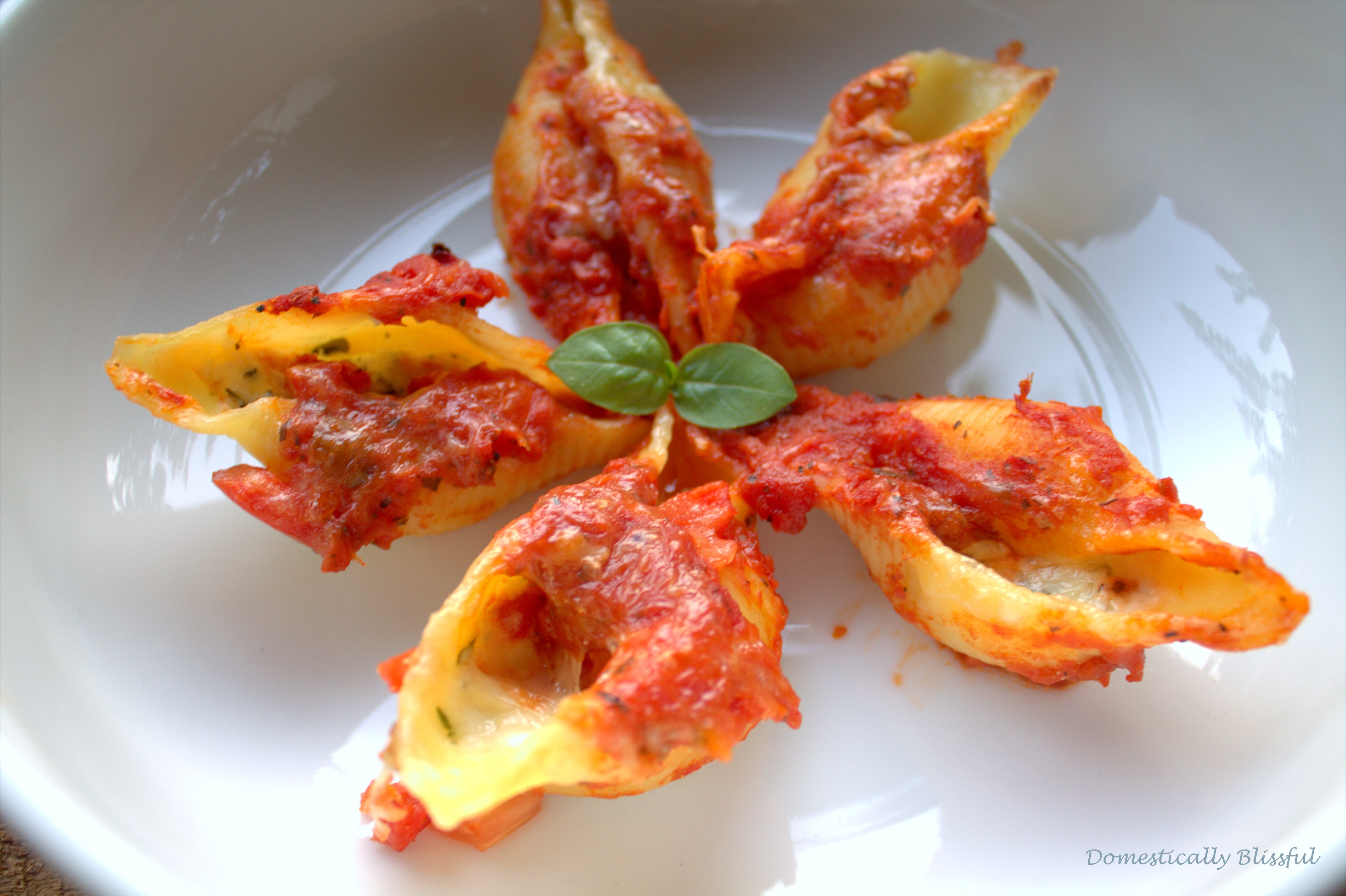 Spring Herb Ricotta Stuffed Shells with Roasted Cherry Tomatoes
