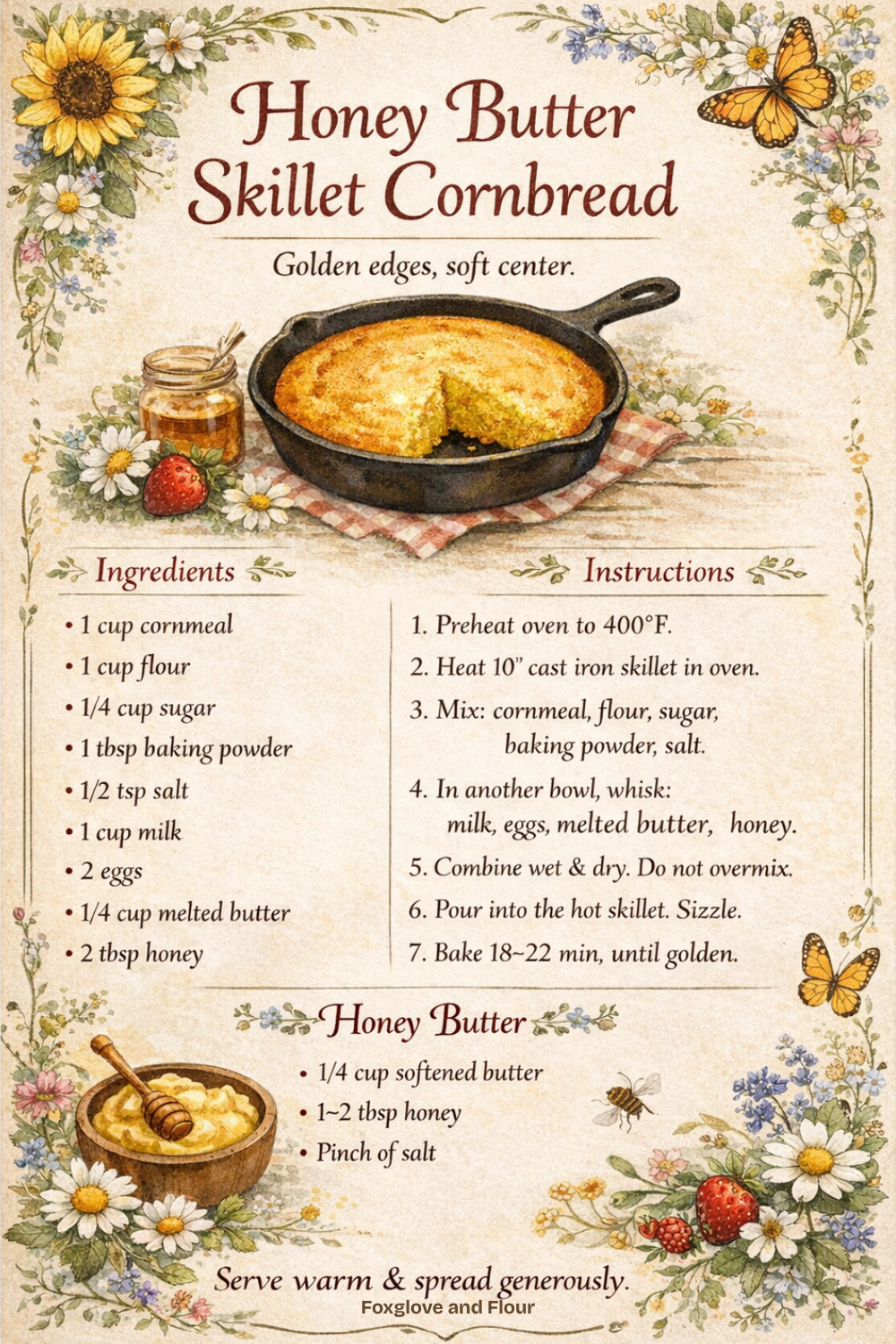 Authentic Stone-Ground Cornbread with Honey Butter