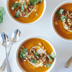 Miso-Glazed Carrot & Ginger Soup with Crispy Shallots
