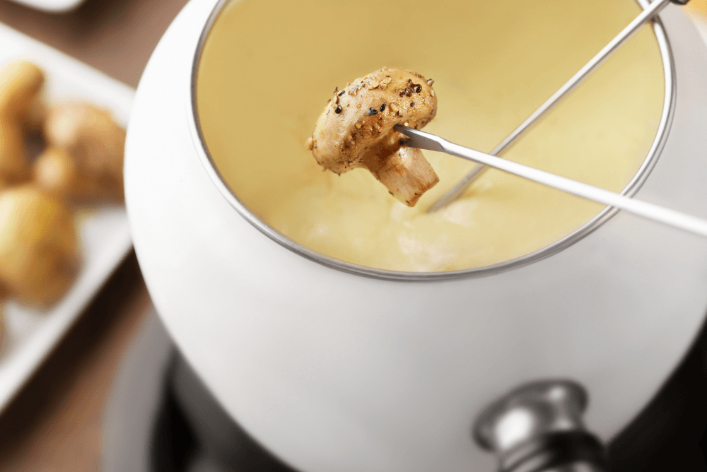 Orval Cheese Fondue with Mushrooms