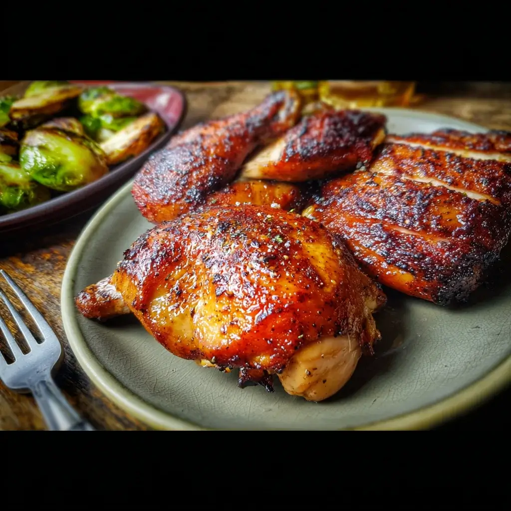 Smoked Heritage Chicken with Buttermilk Cornbread Crust