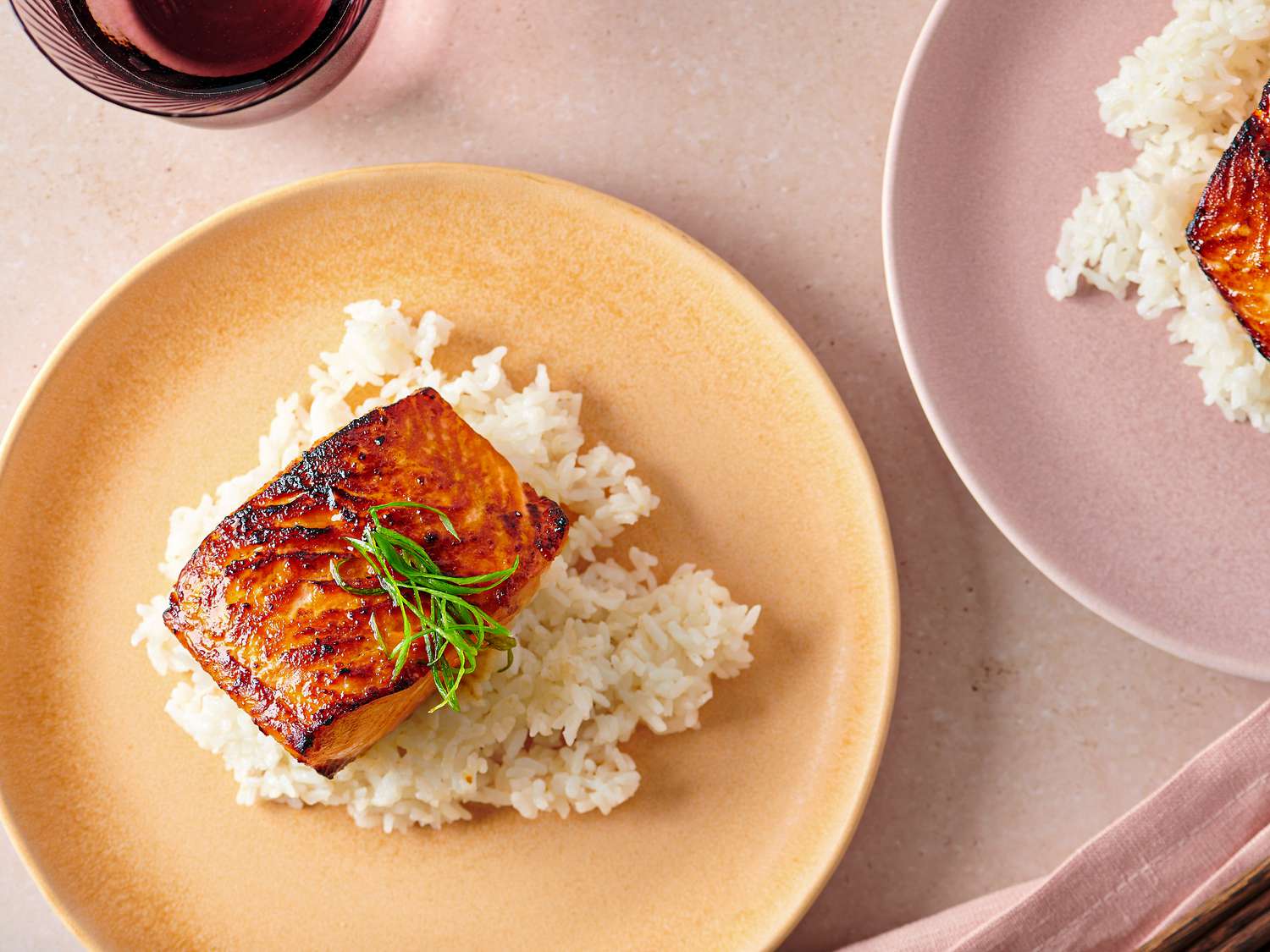 Miso-Glazed Salmon with Sushi Rice and Wasabi Aioli