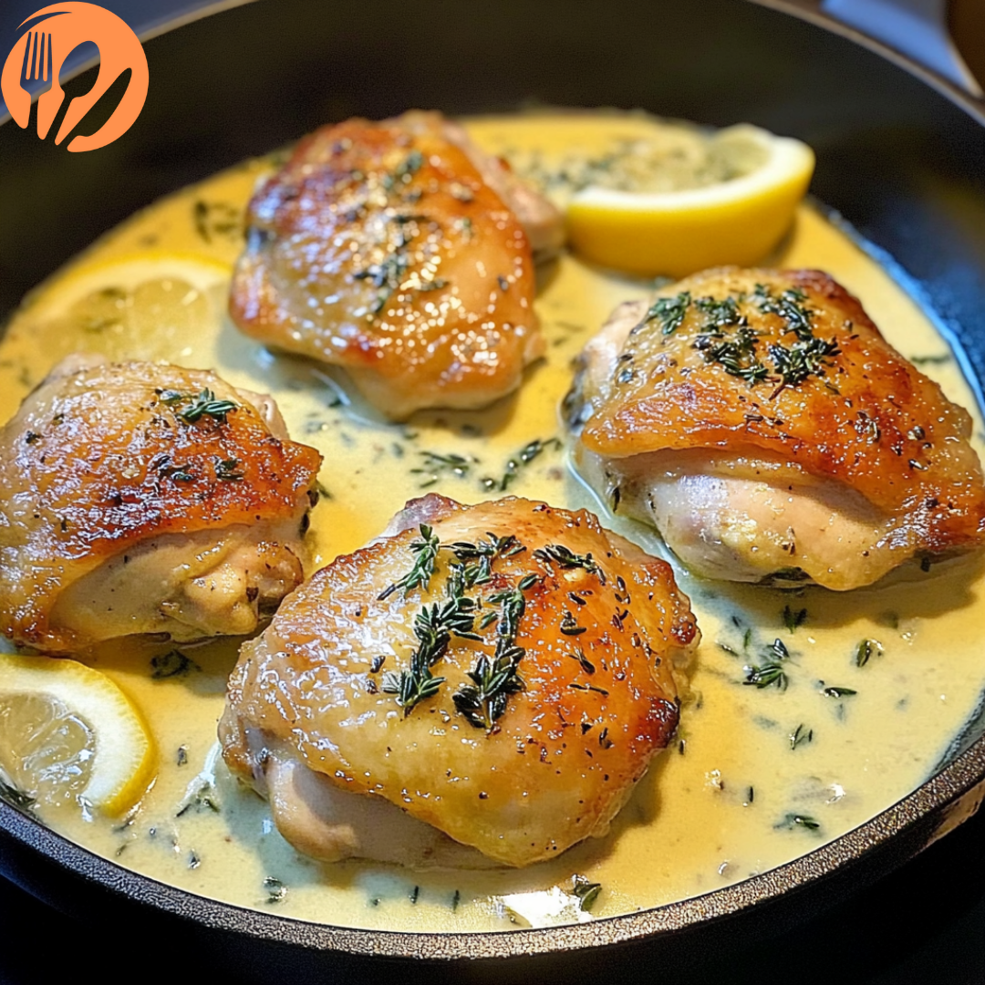 Lemon-Herb Chicken Thighs with Creamy Thyme Sauce
