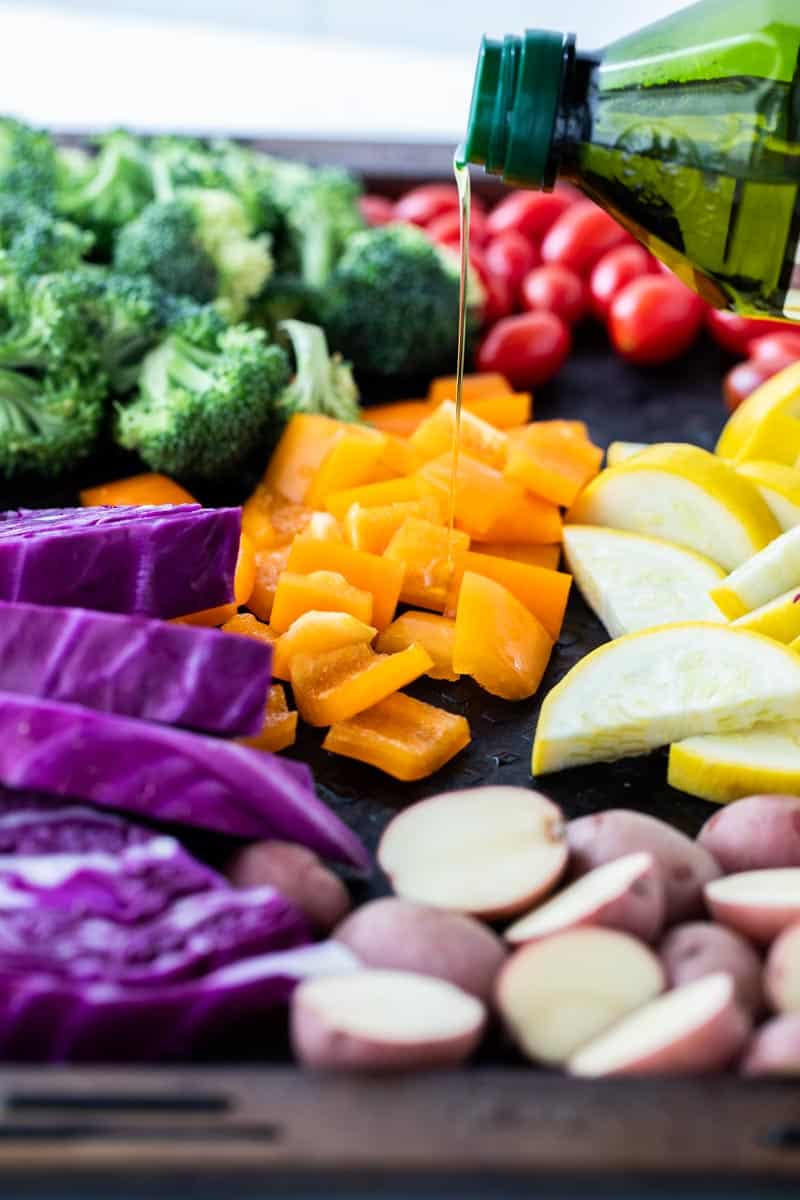 Herb-Roasted Chicken & Rainbow Veggies Sheet Pan