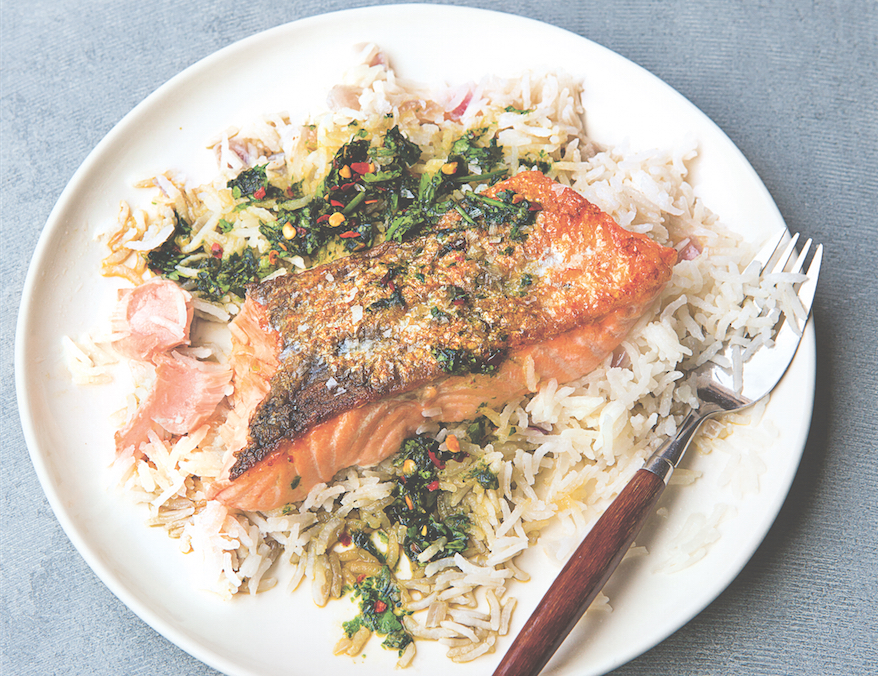 Hibiscus-Glazed Salmon with Coconut Rice