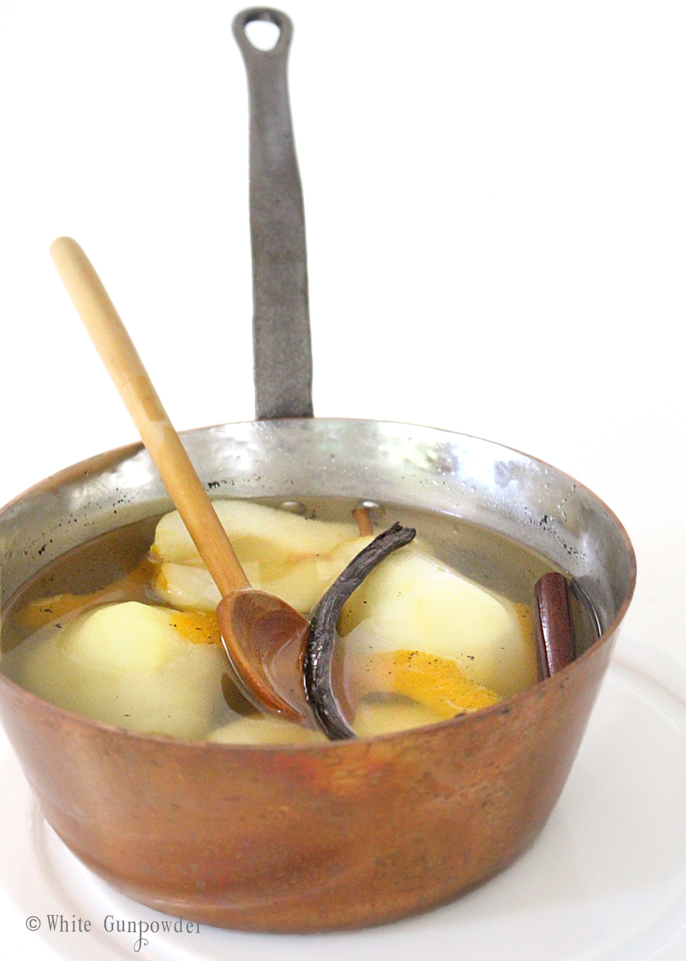 Aperol-Poached Pears with Vanilla Bean Crème