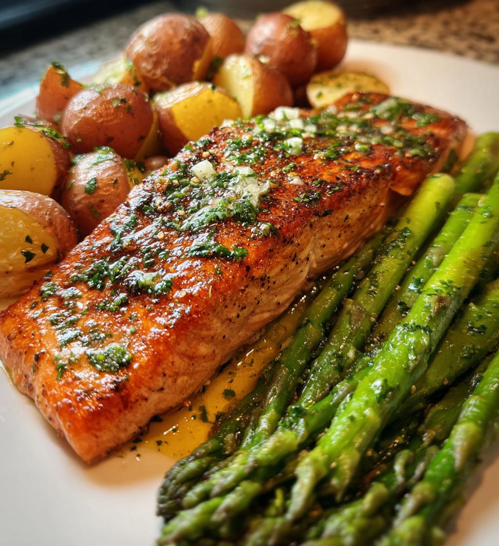 Garlic-Herb Salmon with Lemon-Dill Asparagus