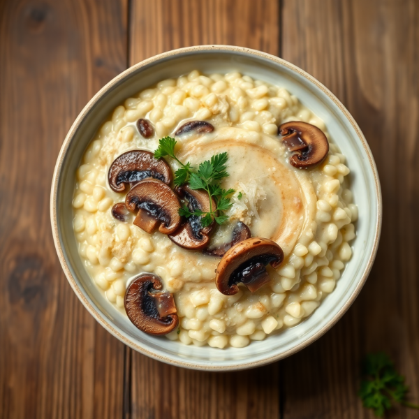 Miso-Infused Mushroom Risotto with White Wine