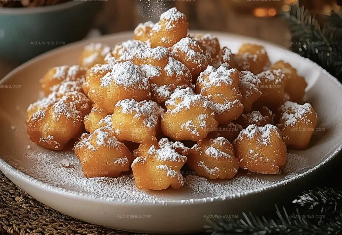 Miniature Funnel Cake Bites with Powdered Sugar 'Confetti'