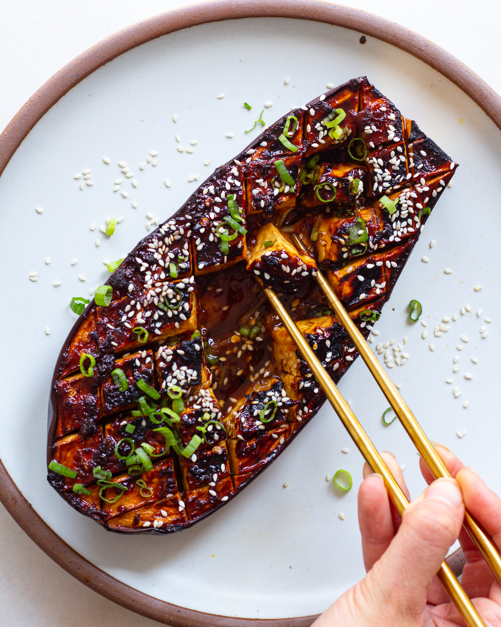 Miso-Glazed Eggplant with Rice Noodles