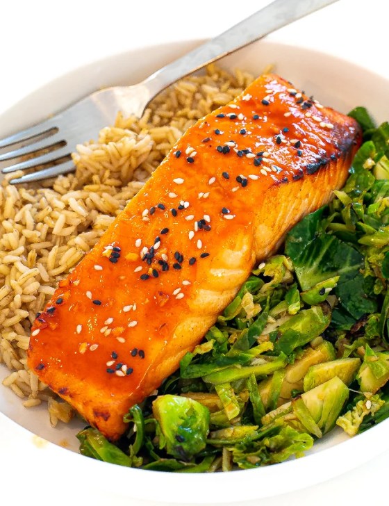 Gochujang Glazed Salmon with Sesame Vegetables