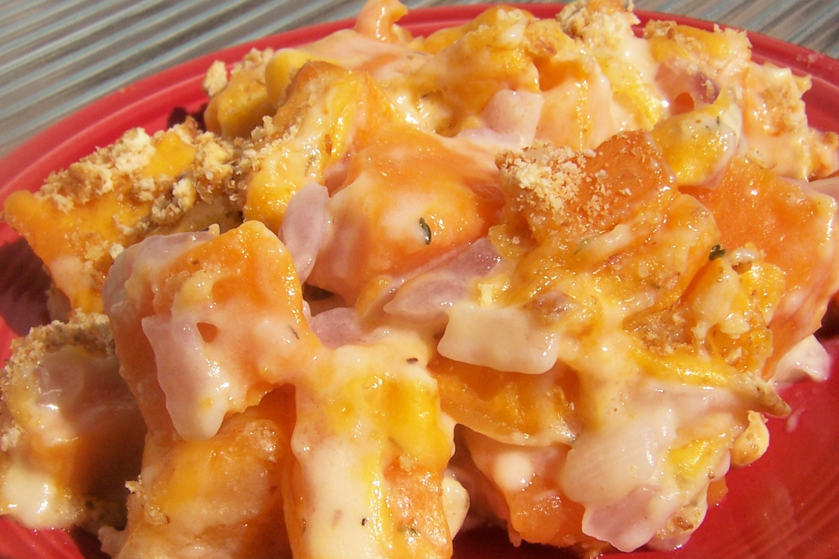 Sweet Corn and Potato Casserole with Herbed Cheese