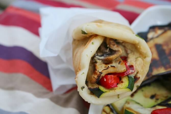 Mediterranean Grilled Eggplant and Hummus Wrap