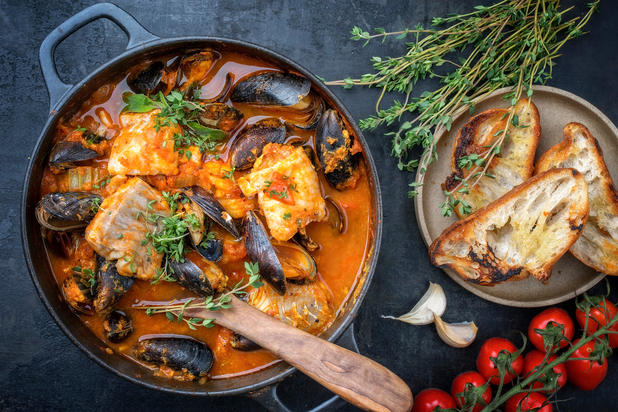 Marseille-Style Bouillabaisse with Saffron Rouille
