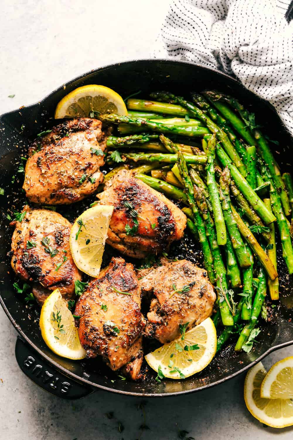 Pan-Seared Lemon Herb Chicken with Roasted Asparagus