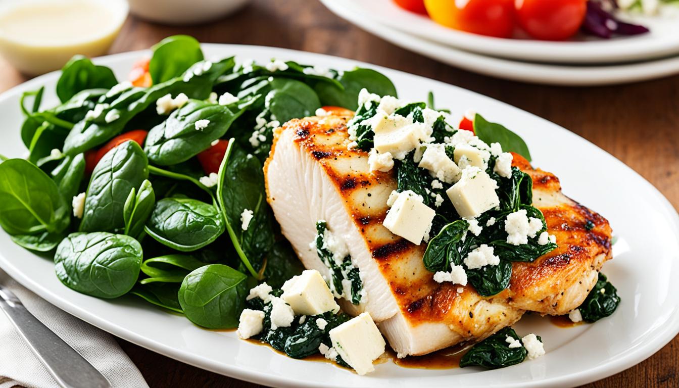 Herb-Crusted Chicken Breast Stuffed with Spring Vegetables and Feta