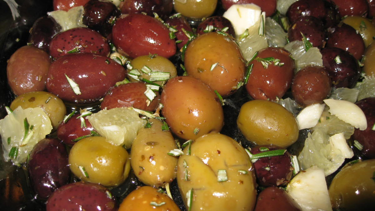 Aperol & Rosemary Marinated Olives