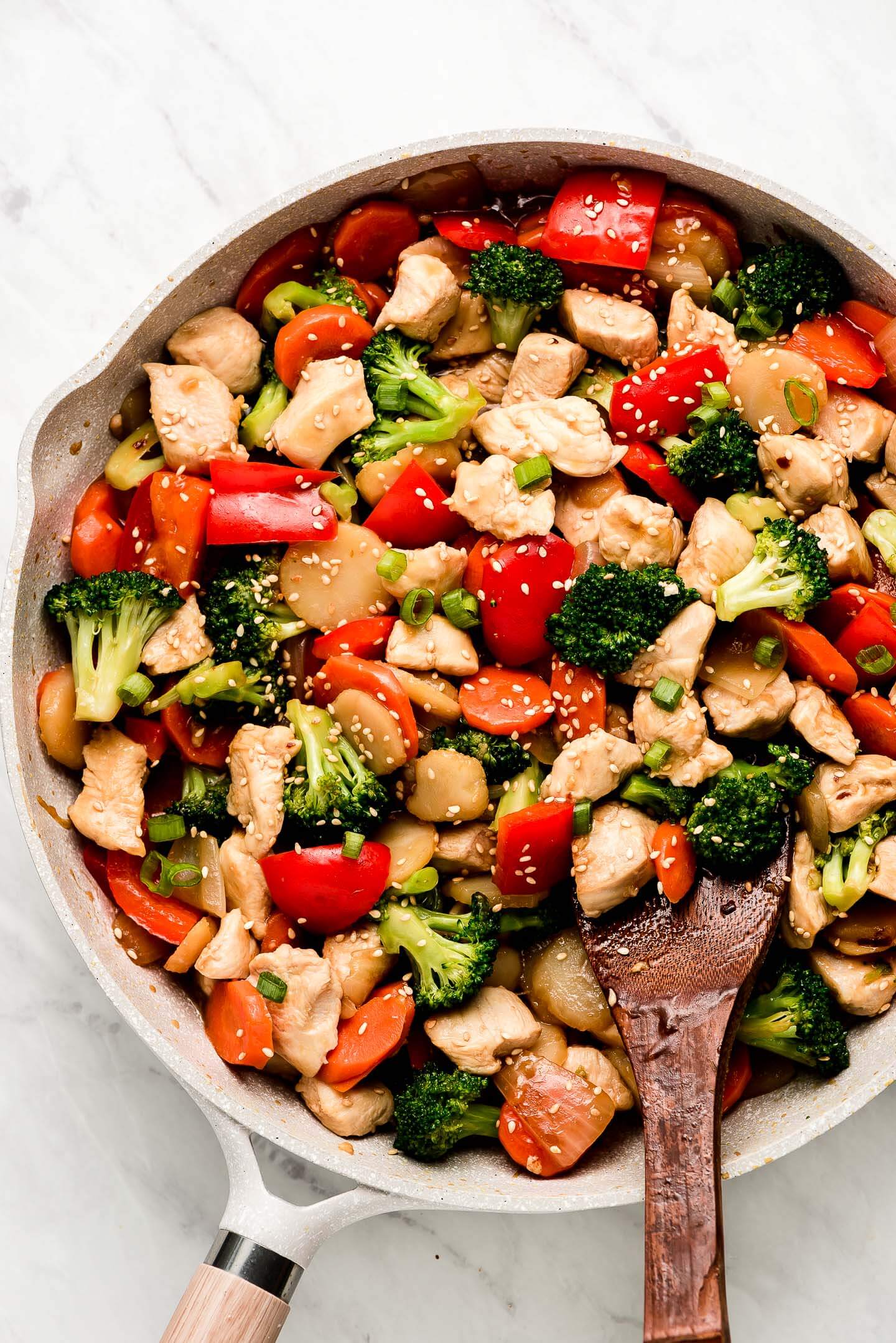 Half-Chicken, Half-Veggie Stir-Fry with Ginger-Soy Glaze