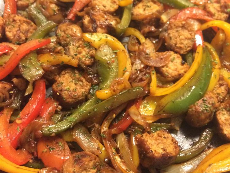 One-Pan Spicy Sausage & Peppers with Herbed Rice