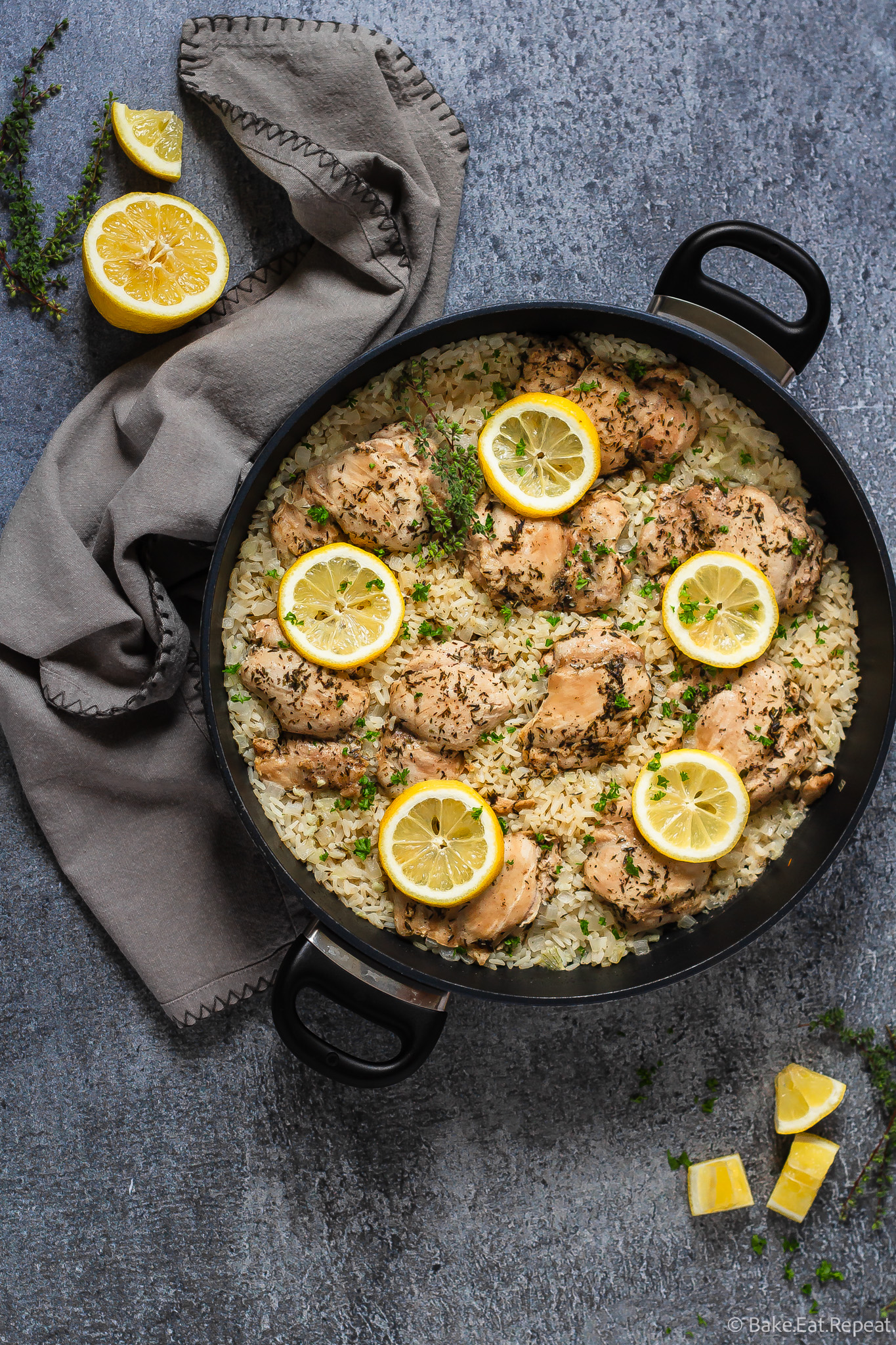 One-Pot Lemon Herb Chicken & Potatoes with Thyme