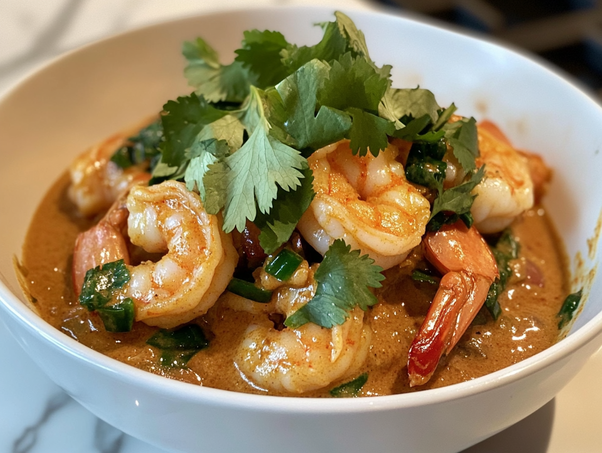 One-Pot Coconut Curry Shrimp with Snap Peas